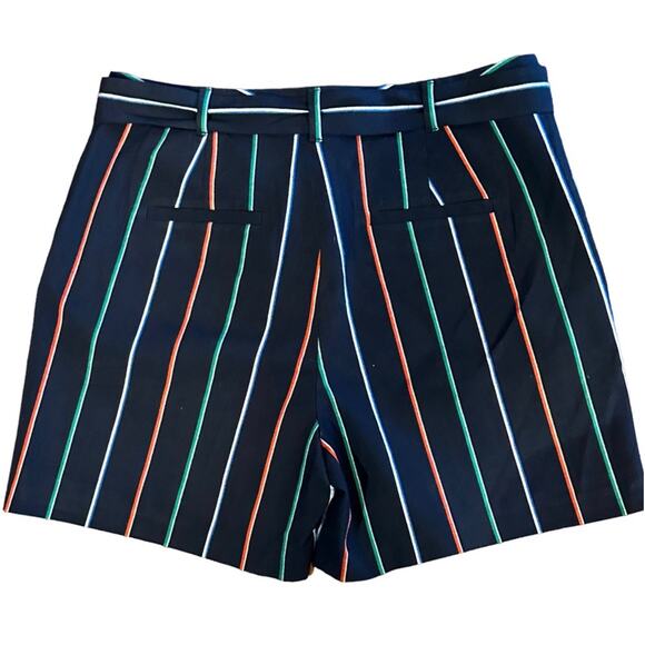 Banana Republic Navy Blue Multicolored Striped Belted Shorts Womens Size 6 - Picture 2 of 6